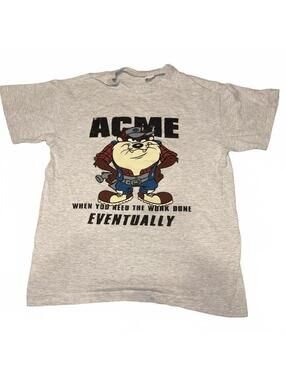 Vintage Y2K Warner Bros ACME Tasmanian Devil Cartoon Graphic T-Shirt Medium